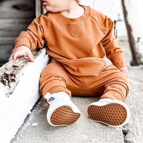 Toddler Baby Boy Girl Clothes Solid Color Crewneck Sweatshirt Long Sleeve Pullover T Shirt Tops Fall Winter Outfit in Saudi Arabia