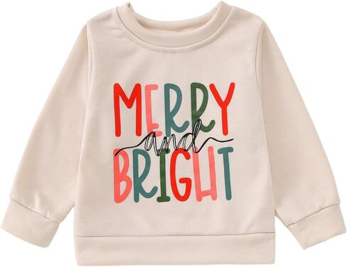 سويت شيرت عيد الميلاد للأطفال الصغار الأولاد والبنات، قمصان بلوفر مرحة ومشرقة، رقبة دائرية، ملابس بأكمام طويلة in Kuwait