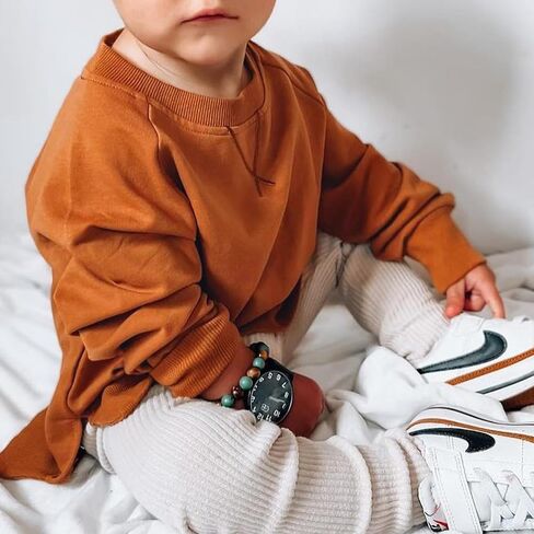 Toddler Baby Boy Girl Clothes Solid Color Crewneck Sweatshirt Long Sleeve Pullover T Shirt Tops Fall Winter Outfit in Saudi Arabia