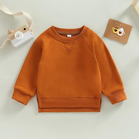Toddler Baby Boy Girl Clothes Solid Color Crewneck Sweatshirt Long Sleeve Pullover T Shirt Tops Fall Winter Outfit in Saudi Arabia