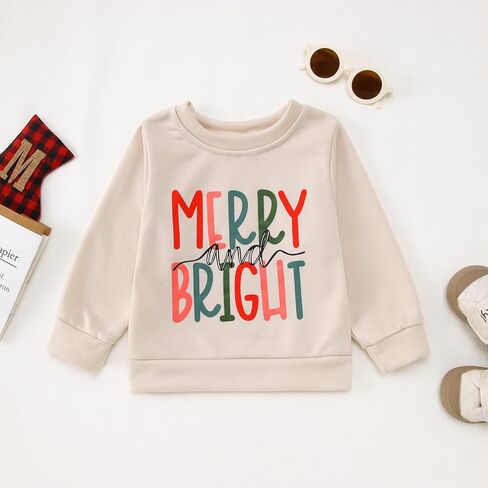 سويت شيرت عيد الميلاد للأطفال الصغار الأولاد والبنات، قمصان بلوفر مرحة ومشرقة، رقبة دائرية، ملابس بأكمام طويلة in Kuwait
