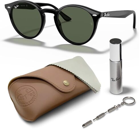 Ray-Ban RB2180 Round Shape Sunglasses With Eyewear Kit Bundle - High Bridge Fit - Ideal Formal and Casual Wear Retro Sunglasses in Saudi Arabia