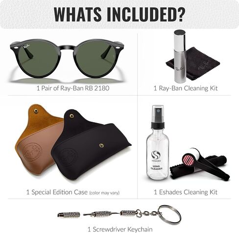 Ray-Ban RB2180 Round Shape Sunglasses With Eyewear Kit Bundle - High Bridge Fit - Ideal Formal and Casual Wear Retro Sunglasses in Saudi Arabia