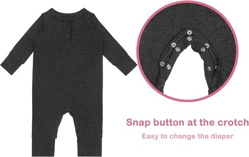 GUISBY Long Sleeve Baby Footless Pajamas with Buttons Cotton Sleepers with Zipper 3-Pack in Kuwait