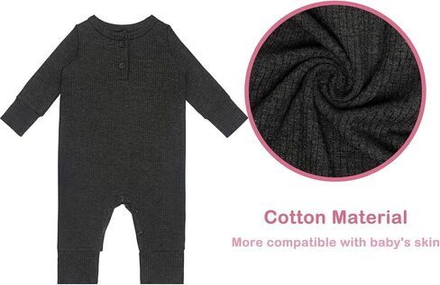 GUISBY Long Sleeve Baby Footless Pajamas with Buttons Cotton Sleepers with Zipper 3-Pack in Kuwait