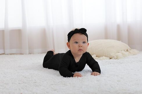 GUISBY Long Sleeve Baby Footless Pajamas with Buttons Cotton Sleepers with Zipper 3-Pack in Kuwait