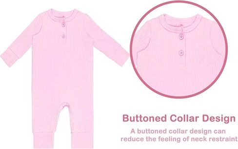 GUISBY Long Sleeve Baby Footless Pajamas with Buttons Cotton Sleepers with Zipper 3-Pack in Kuwait
