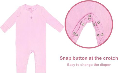 GUISBY Long Sleeve Baby Footless Pajamas with Buttons Cotton Sleepers with Zipper 3-Pack in Kuwait