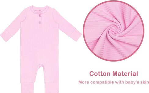 GUISBY Long Sleeve Baby Footless Pajamas with Buttons Cotton Sleepers with Zipper 3-Pack in Kuwait