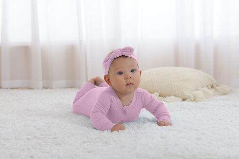 GUISBY Long Sleeve Baby Footless Pajamas with Buttons Cotton Sleepers with Zipper 3-Pack in Kuwait