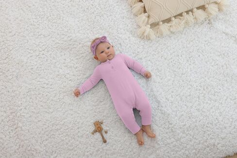 GUISBY Long Sleeve Baby Footless Pajamas with Buttons Cotton Sleepers with Zipper 3-Pack in Kuwait