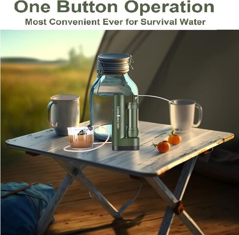 Pro Electric Water Purifier Survival w/Hand Pump, Portable Water Filter Camping Backpacking Hiking Outdoor Travel Emergency, Water Filtration System Survival, Water Purification Tablets Alternative in Saudi Arabia