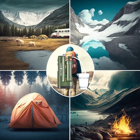 Pro Electric Water Purifier Survival w/Hand Pump, Portable Water Filter Camping Backpacking Hiking Outdoor Travel Emergency, Water Filtration System Survival, Water Purification Tablets Alternative in Saudi Arabia