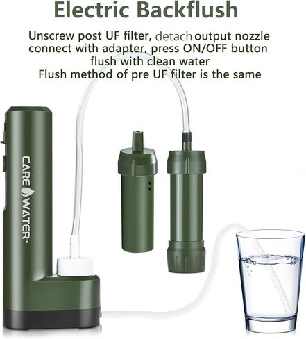 Pro Electric Water Purifier Survival w/Hand Pump, Portable Water Filter Camping Backpacking Hiking Outdoor Travel Emergency, Water Filtration System Survival, Water Purification Tablets Alternative in Saudi Arabia