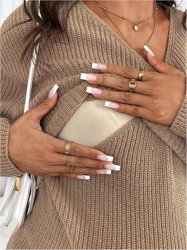 MakeMeChic Women's Maternity Sweater V Neck Wrap Knot Asymmetrical Long Sleeve Pullovers Tops in Saudi Arabia