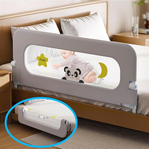 Baby Bed Guard Rail for Toddler - Adjustable Heights, Swing Down Bedrail, Extra Tall Child Safety Side Railing Guards for Kids - Toddler Bed Rail for Queen, King, Twin, and Bunk Size Beds (48 inch) in Saudi Arabia