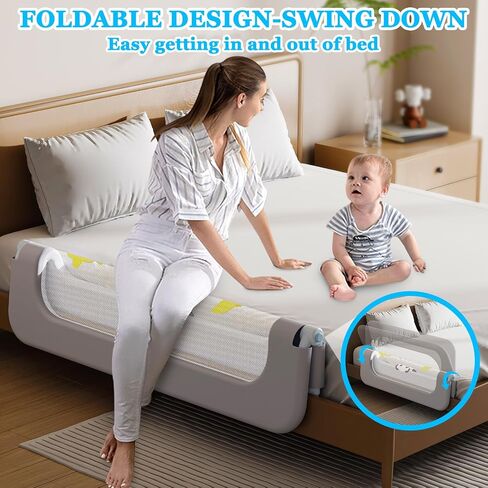 Baby Bed Guard Rail for Toddler - Adjustable Heights, Swing Down Bedrail, Extra Tall Child Safety Side Railing Guards for Kids - Toddler Bed Rail for Queen, King, Twin, and Bunk Size Beds (48 inch) in Saudi Arabia