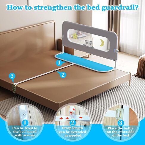 Baby Bed Guard Rail for Toddler - Adjustable Heights, Swing Down Bedrail, Extra Tall Child Safety Side Railing Guards for Kids - Toddler Bed Rail for Queen, King, Twin, and Bunk Size Beds (48 inch) in Saudi Arabia