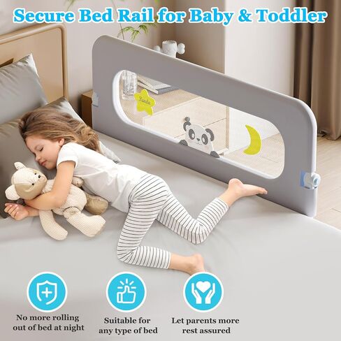 Baby Bed Guard Rail for Toddler - Adjustable Heights, Swing Down Bedrail, Extra Tall Child Safety Side Railing Guards for Kids - Toddler Bed Rail for Queen, King, Twin, and Bunk Size Beds (48 inch) in Saudi Arabia