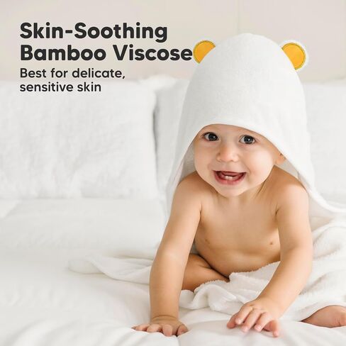 KeaBabies Hooded Baby Towel for Newborn, Baby Bath Towels (Duck, 35x35) | Viscose Derived from Bamboo, Large Baby Towels with Hood, Boys, Girls, Toddler, Soft Absorbent Baby Bath Essentials in Saudi Arabia