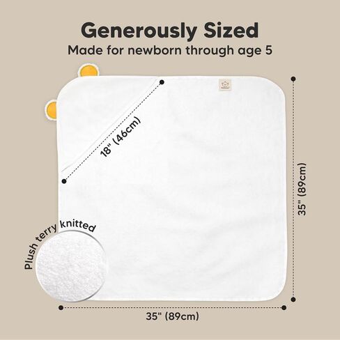 KeaBabies Hooded Baby Towel for Newborn, Baby Bath Towels (Duck, 35x35) | Viscose Derived from Bamboo, Large Baby Towels with Hood, Boys, Girls, Toddler, Soft Absorbent Baby Bath Essentials in Saudi Arabia