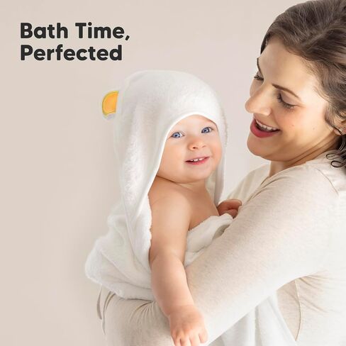 KeaBabies Hooded Baby Towel for Newborn, Baby Bath Towels (Duck, 35x35) | Viscose Derived from Bamboo, Large Baby Towels with Hood, Boys, Girls, Toddler, Soft Absorbent Baby Bath Essentials in Saudi Arabia