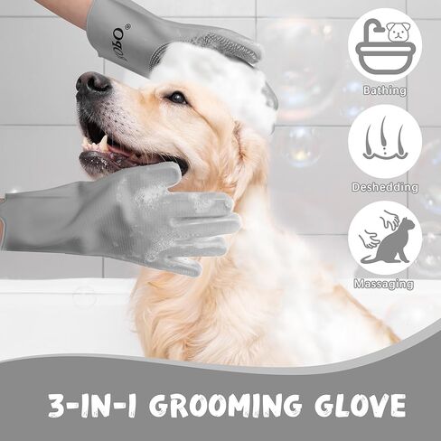 قفازات سيليكون ROPO للعناية بالحيوانات الأليفة، قفازات متعددة الوظائف لتساقط شعر الحيوانات الأليفة والاستحمام والتدليك (أرجواني) in Kuwait