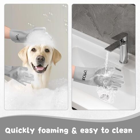 قفازات سيليكون ROPO للعناية بالحيوانات الأليفة، قفازات متعددة الوظائف لتساقط شعر الحيوانات الأليفة والاستحمام والتدليك (أرجواني) in Kuwait