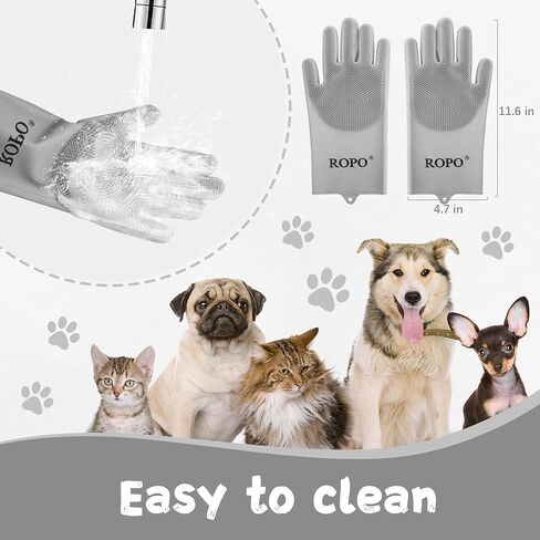 قفازات سيليكون ROPO للعناية بالحيوانات الأليفة، قفازات متعددة الوظائف لتساقط شعر الحيوانات الأليفة والاستحمام والتدليك (أرجواني) in Kuwait