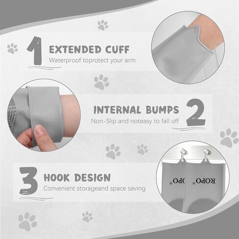 قفازات سيليكون ROPO للعناية بالحيوانات الأليفة، قفازات متعددة الوظائف لتساقط شعر الحيوانات الأليفة والاستحمام والتدليك (أرجواني) in Kuwait