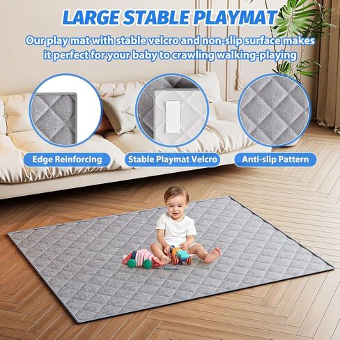 Large Baby Playpen with mat 71x59inch - Indoor Safety Playpen for Babies and Toddlers with Mat, Soft Breathable Mesh, All-Wrapped Sponge, Sturdy Play Yard with Stable Mat and Magic Sticker in Saudi Arabia