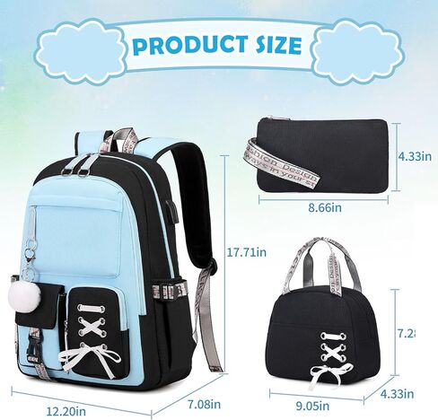 ACESAK Backpacks for Girls, Girls Backpack with Lunch Box and Pencil Case for Teen Kids Elementary Middle High School College Student, Children Backpack Bookbag with USB Charging Port (Pink Purple) in Kuwait