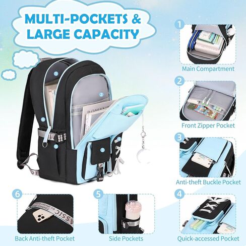 ACESAK Backpacks for Girls, Girls Backpack with Lunch Box and Pencil Case for Teen Kids Elementary Middle High School College Student, Children Backpack Bookbag with USB Charging Port (Pink Purple) in Kuwait