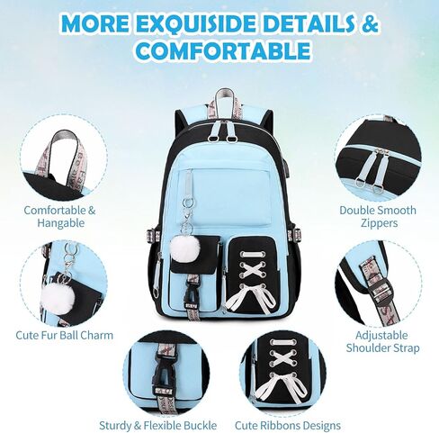 ACESAK Backpacks for Girls, Girls Backpack with Lunch Box and Pencil Case for Teen Kids Elementary Middle High School College Student, Children Backpack Bookbag with USB Charging Port (Pink Purple) in Kuwait