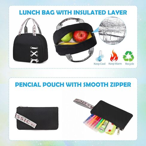 ACESAK Backpacks for Girls, Girls Backpack with Lunch Box and Pencil Case for Teen Kids Elementary Middle High School College Student, Children Backpack Bookbag with USB Charging Port (Pink Purple) in Kuwait