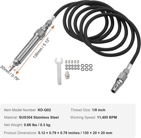VEVOR Engraving 11400 BPM, Speed Adjustable 1/8" Pencil, Portable Pneumatic Hose, Air Micro Grinder Scribe Pen for Precision Carving on Stone Glass Wood, Silver in Saudi Arabia