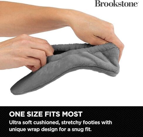 أحذية Brookstone القطيفة - شباشب مع نعل داخلي من الإسفنج الذكي - أحذية شيربا فائقة النعومة للارتداء في الأماكن المغلقة، نعل مانع للانزلاق، مقاس واحد يناسب معظم الأشخاص، شباشب قابلة للغسل في الغسالة للنساء in Kuwait