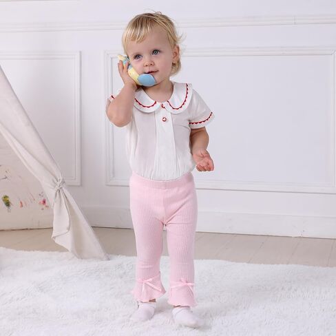 5 Packs Newborn Toddler Baby Girl Pants Straight Flare Leggings | 5 Pack Cotton Baby Girl Pants;Gentle Stretch;Elastic Waist;Vibrant Colors for Daily Toddler Wear in Saudi Arabia