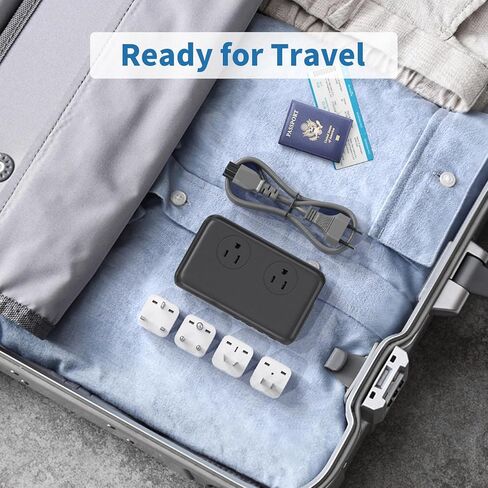 محول جهد 230 وات من 220 فولت إلى 110 فولت، محول سفر عالمي، مقابس تيار متردد 2500 وات، 4 منافذ USB C للشحن وقابس عالمي للاتحاد الأوروبي/المملكة المتحدة/الاتحاد الأفريقي/الولايات المتحدة/الهند (أبيض) in Kuwait