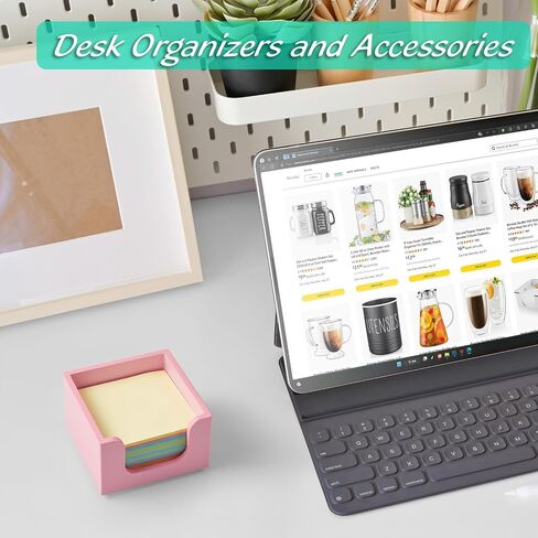 Sticky Note Holder, Acacia Wood Post It Note Dispenser for Office Desk Accessories, Self Stick Note Pad Holder, Memo Pad Holder Dispenser Organizer for School Office Desk Supplies in Saudi Arabia