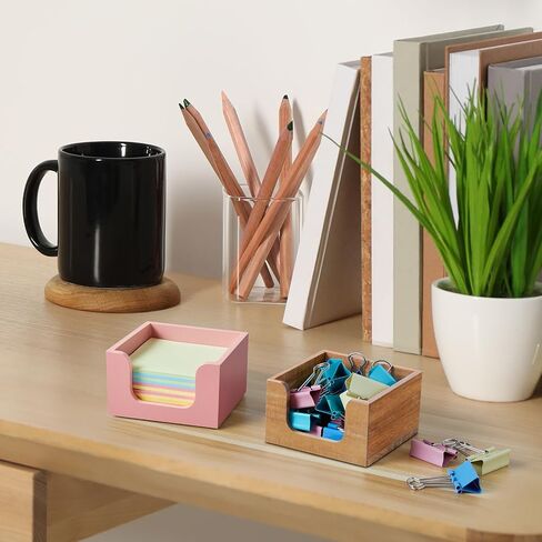 Sticky Note Holder, Acacia Wood Post It Note Dispenser for Office Desk Accessories, Self Stick Note Pad Holder, Memo Pad Holder Dispenser Organizer for School Office Desk Supplies in Saudi Arabia