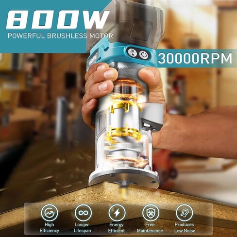 جهاز توجيه لاسلكي مدمج لبطارية DeWalt 20 فولت (أداة عارية)، أداة توجيه 6 سرعات متغيرة للأعمال الخشبية، جهاز توجيه خشبي بقاعدة ثابتة 800 وات 30000 دورة في الدقيقة مع لقم توجيه مزخرفة، دليل الحافة والأسطوانة، غطاء الغبار in Saudi Arabia
