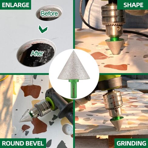 Tile Hole Saw Kit - Triangle Shank Diamond Core Drill Bit 6/8/10/20/25/28/32/35/45/65mm+6mm Eccentric Drill Bit+50mm Hex Shank Beveling Chamfer Bit for Porcelain Ceramic Tile Granite Marble in Saudi Arabia
