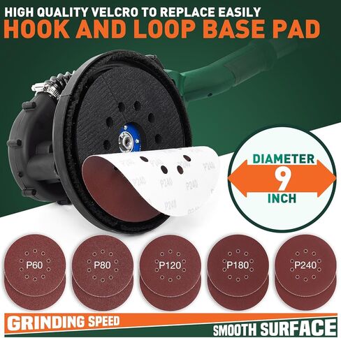 Drywall Sander, 800W Electric Sander with 10 Pcs Sanding discs, 6 Variable Speed 800-1750 RPM Wall Sander with Extendable Handle, LED Light, Long Dust Hose, Storage Bag in Kuwait