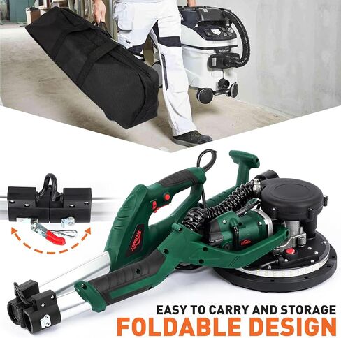 Drywall Sander, 800W Electric Sander with 10 Pcs Sanding discs, 6 Variable Speed 800-1750 RPM Wall Sander with Extendable Handle, LED Light, Long Dust Hose, Storage Bag in Kuwait