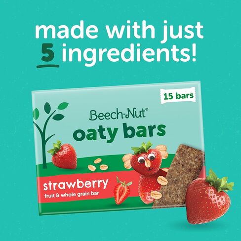 Beech-Nut Toddler Snacks Oaty Bars Granola Bars for Babies & Toddlers, Fruit & Whole Grain Strawberry Snack Bar, Gluten Free Toddler Snack, 6 Boxes (30 Individually Wrapped Bars) in Kuwait
