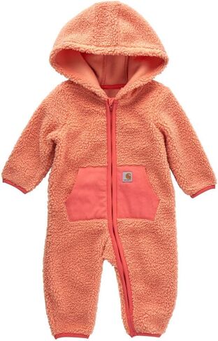 معطف بغطاء للرأس بأكمام طويلة للفتيات الصغيرات من Carhartt مصنوع من قماش الشيربا وسحاب أمامي in Kuwait