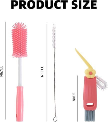 Reusable Cup Cleaning Kit Compatible with Stanley, UpdatedBottle Cleaner Brush Set with LStraw Brush Cleaner and Cup Lid Cleaning Brush for Stanley Cup, Tumbler Cups, Drinking Glass, Baby Bottles in Saudi Arabia