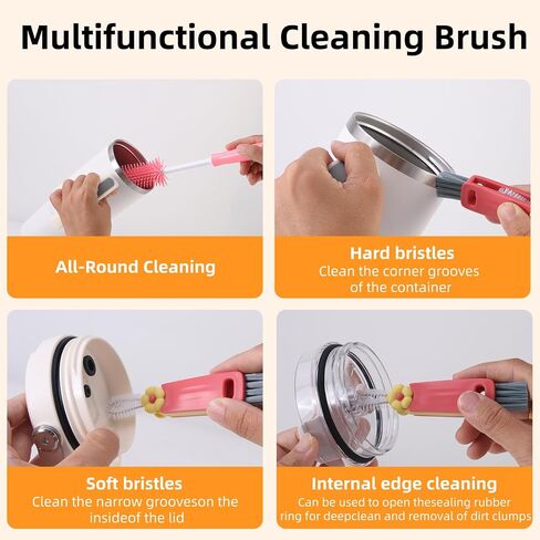 Reusable Cup Cleaning Kit Compatible with Stanley, UpdatedBottle Cleaner Brush Set with LStraw Brush Cleaner and Cup Lid Cleaning Brush for Stanley Cup, Tumbler Cups, Drinking Glass, Baby Bottles in Saudi Arabia