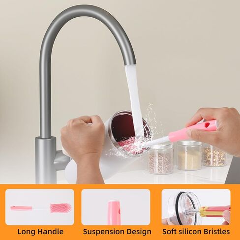 Reusable Cup Cleaning Kit Compatible with Stanley, UpdatedBottle Cleaner Brush Set with LStraw Brush Cleaner and Cup Lid Cleaning Brush for Stanley Cup, Tumbler Cups, Drinking Glass, Baby Bottles in Saudi Arabia